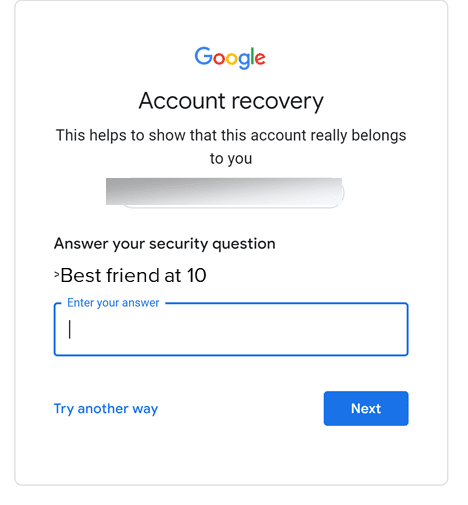 question account recovery gmail