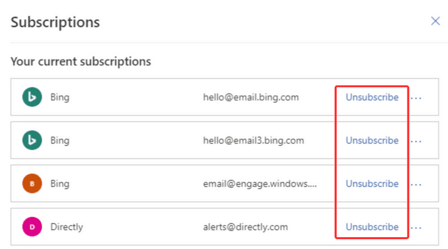 unsubscribe from emails in Outlook