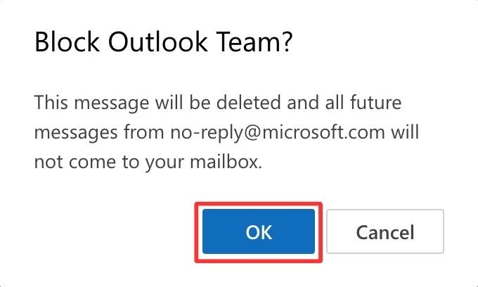 block email address outlook