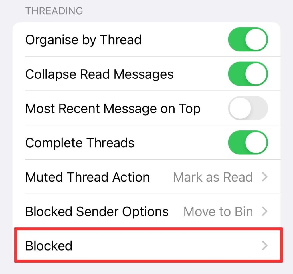 blocked emails iphone
